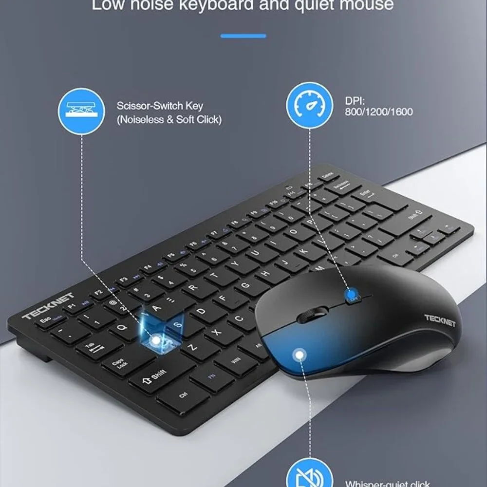 Mini Wireless Keyboard & Mouse Set – Bluetooth, Quiet Clicks
